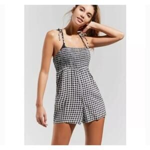 Urban Outfitters Out From Under Izzy Smocked Gingham Romper Size Large